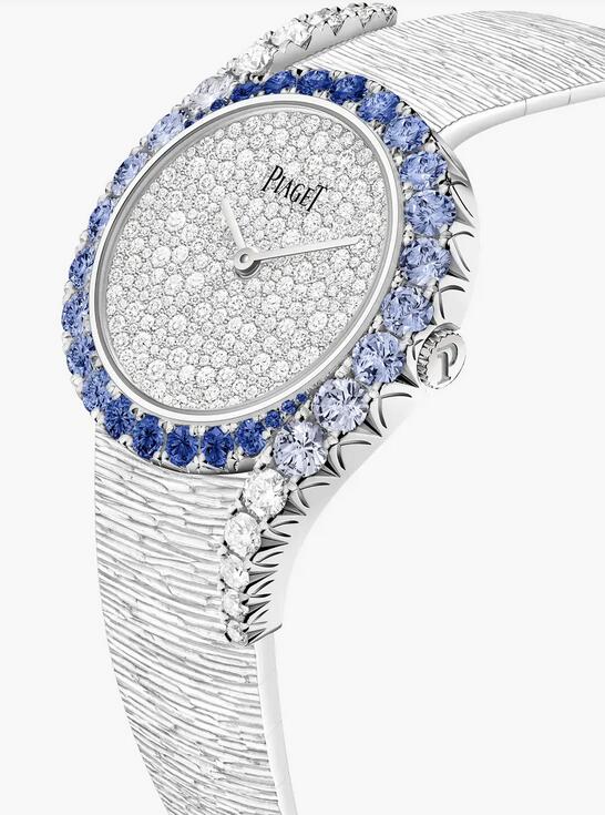 Online fake watches keep shiny with diamonds and blue sapphires.